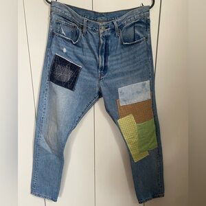 Levi’s 501 Premium Collection Blue Patchwork Jeans Size 32x28